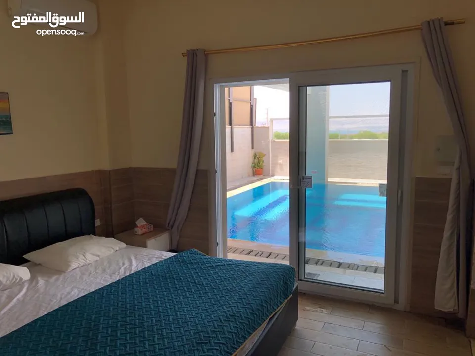 فيلا مفروشه  للايجار في البحر الميت شارع الفنادقمع بركه مدفيه