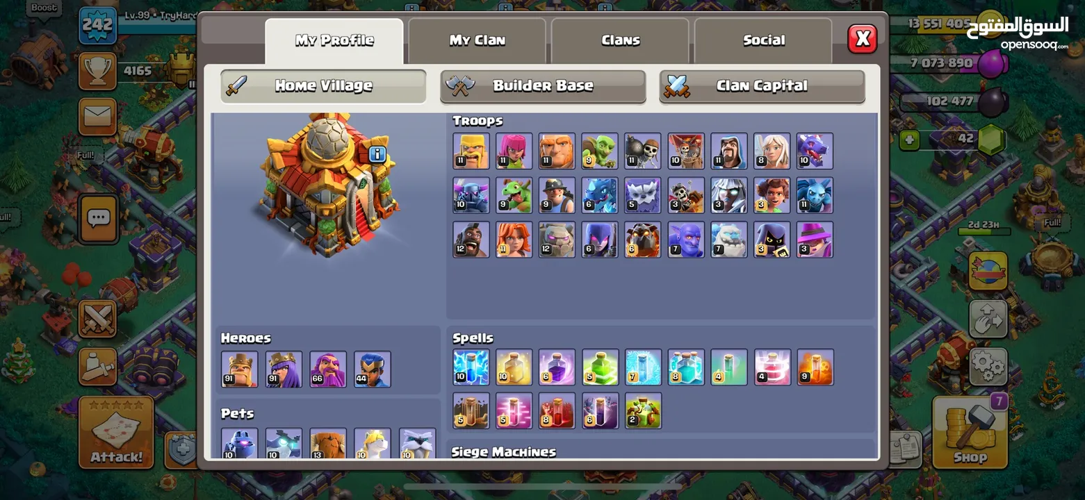 Clash of clans town hall 16 almost max account