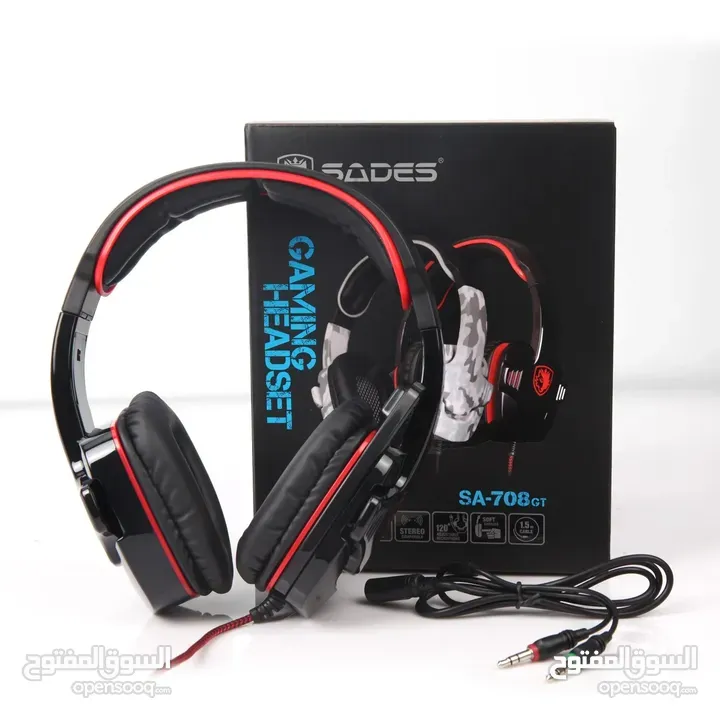 سماعات رأس هيدسيت سيدس جيمنج سلكي للكومبيوتر و البلي ستيشن SADES SA-708GT GAMING HEADSET