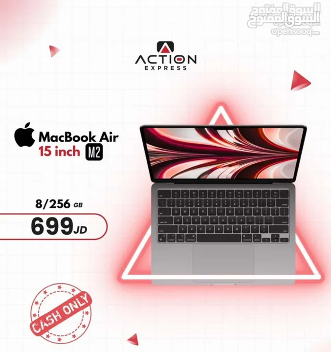APPLE MACBOOK AIE M2 15 in ماك بوك air m2 15 إنش  8رام /256 جيجا