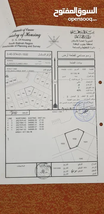 أرض سكنية للبيع في منطقة الباردة بولاية السويق