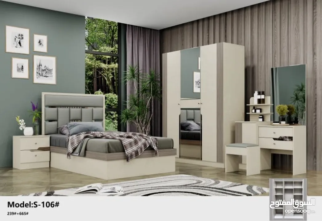 SINGLE BEDROOM SET 6 PCS WITH MATTRESSS/غرف نوم واھد نفر مع دوشج مع ترکيب