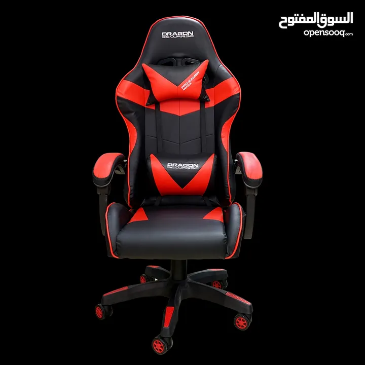 كرسي جيمنغ مريح لساعات اللعب الطويلة احمر واسود Dragon War Gaming Chair GC-035  السعر شامل التوصيل