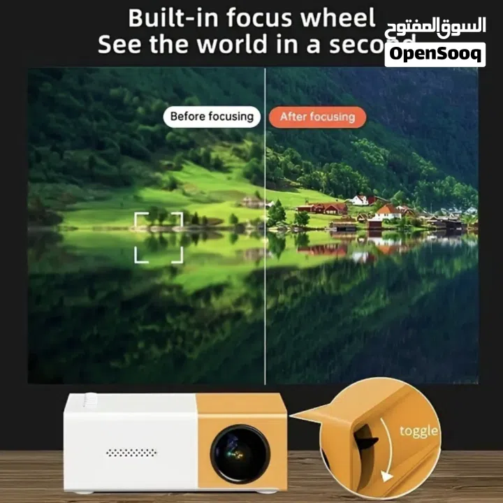 جهاز عرض LED صغير محمول، يدعم 1080P HD، مع جهاز تحكم عن بعد،