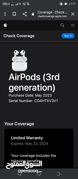 سماعة  Airpods apple الاصليه الجيل الثالث 3