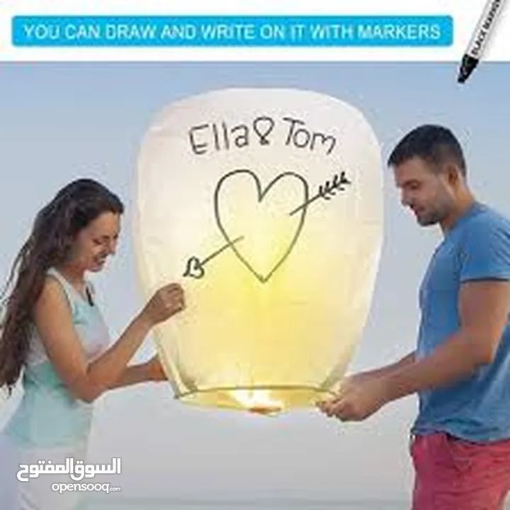 منطاد  مناطيد شعلة نار محلقه  للاعلى تكتب عليها امنياتك و تطللقها للسماء عاليا لون ابيض