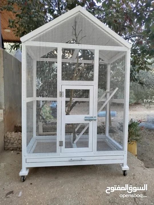 قفاص طيور طبقتين مع جوارير