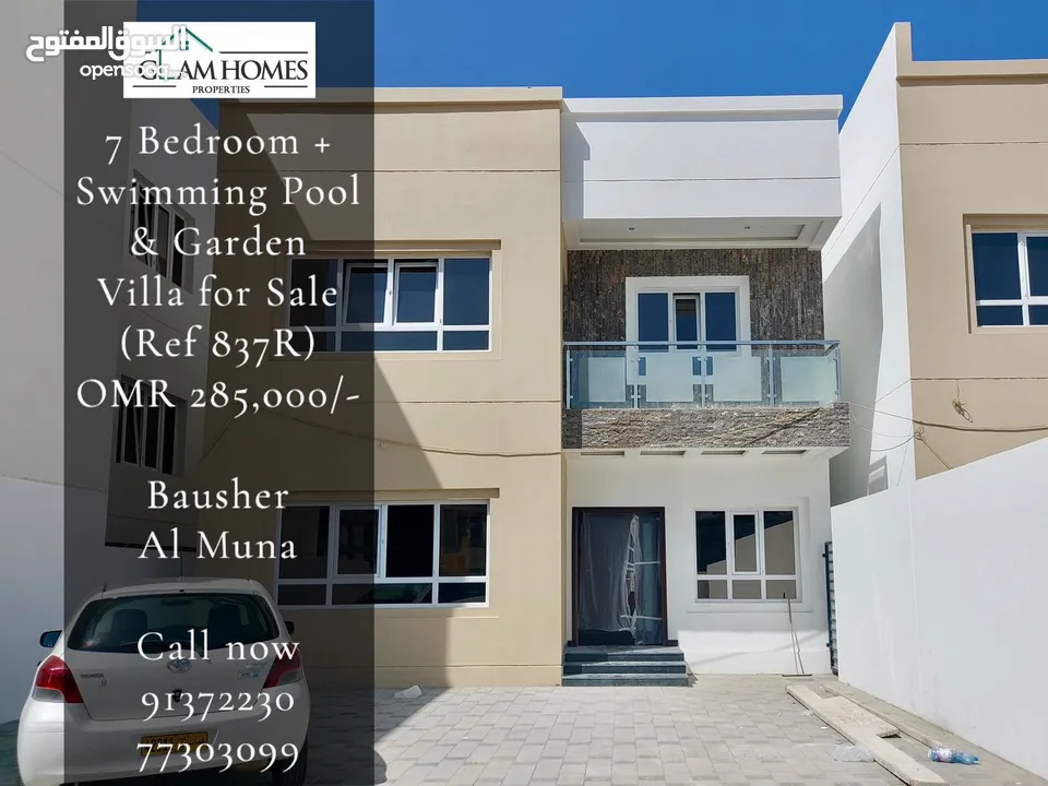 7 Bedrooms Villa with Swimming Pool and Garden for Sale in Bosher Al Muna REF:837R