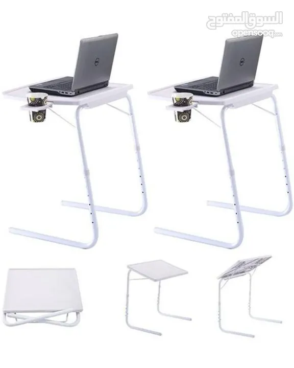طاولة اكل متحركة 52 سم طاولات دراسه تيبل ميت مع حامل كاس و كوب متعددة الاستخدامات Folding Portable T
