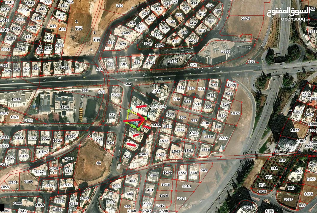 قطعة ارض للبيع غرب عمان وادي السير واجهه 27م على شارع 20م