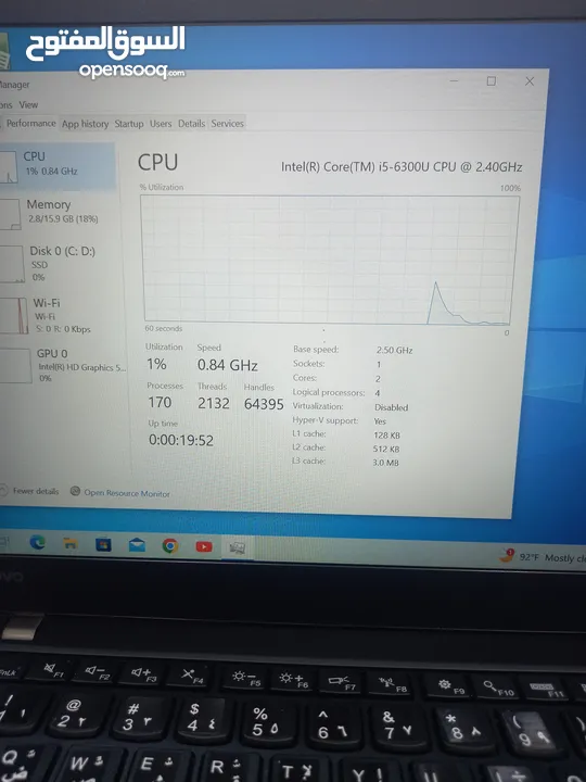 ااشاشة لمس .كور اي 5. الجيل 6 الهارد 256. ssd الرام 16