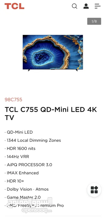 TCL C755 QD-Mini LED 4K TV 65 Inch for sell