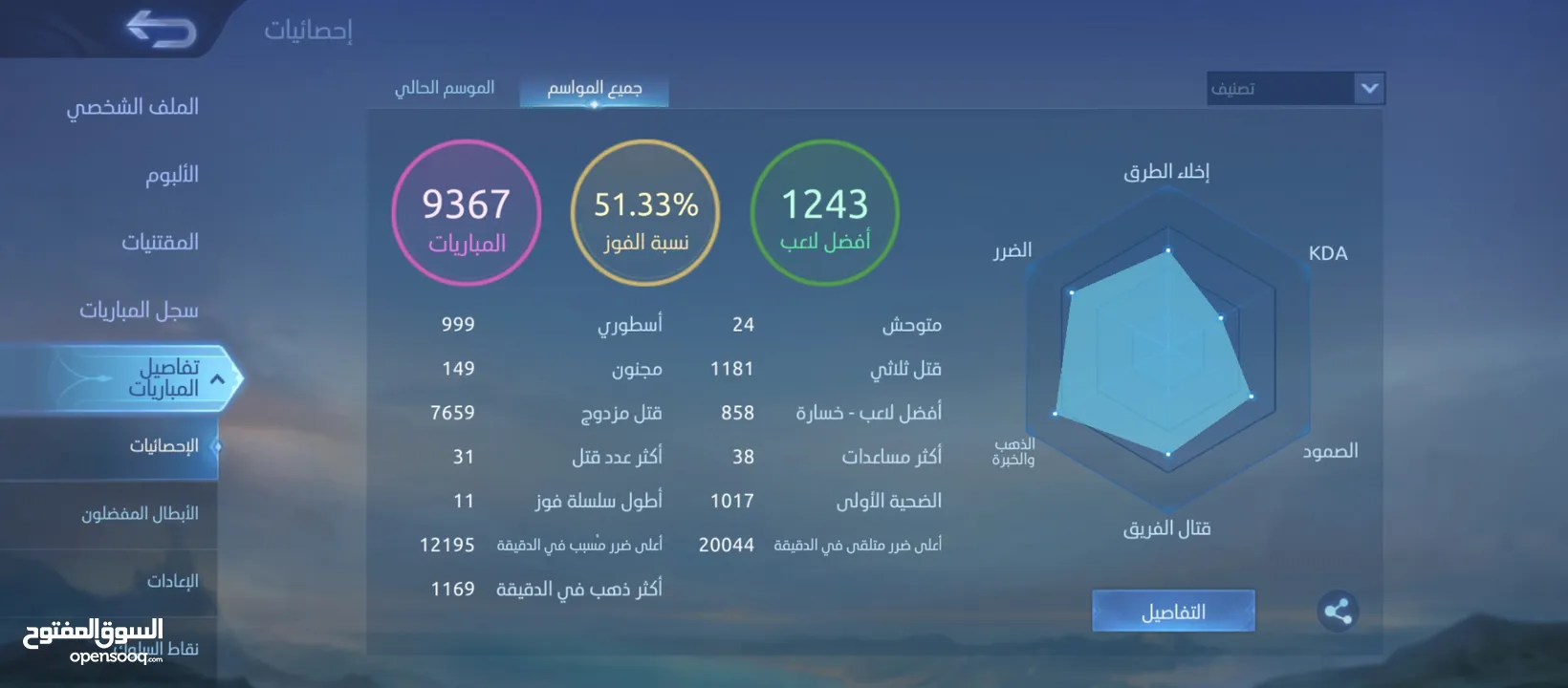 حساب موبايل ليجند للبيع