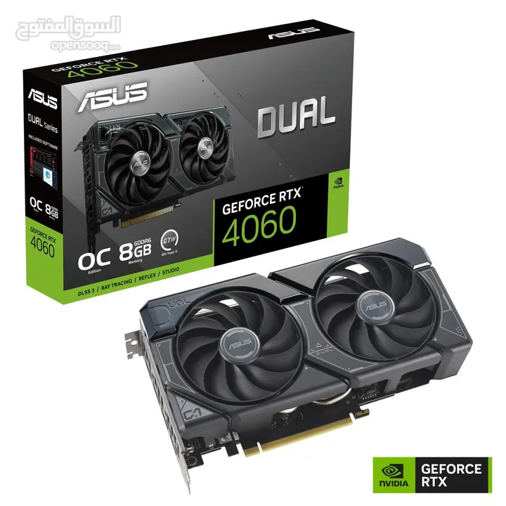 كرت شاشه جيمنج نفيديا جيفورس ASUS NVIDIA GEFORCE RTX 4060 8GB GDDR6 1080P 2X FAN GAMING GRAPHIC CARD