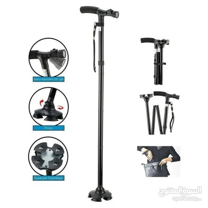 عكاز عصا لكبار السن Trusty canne قابله للطوي و مانع الانزلاق و ضوء عكازه عكازة طبيه
