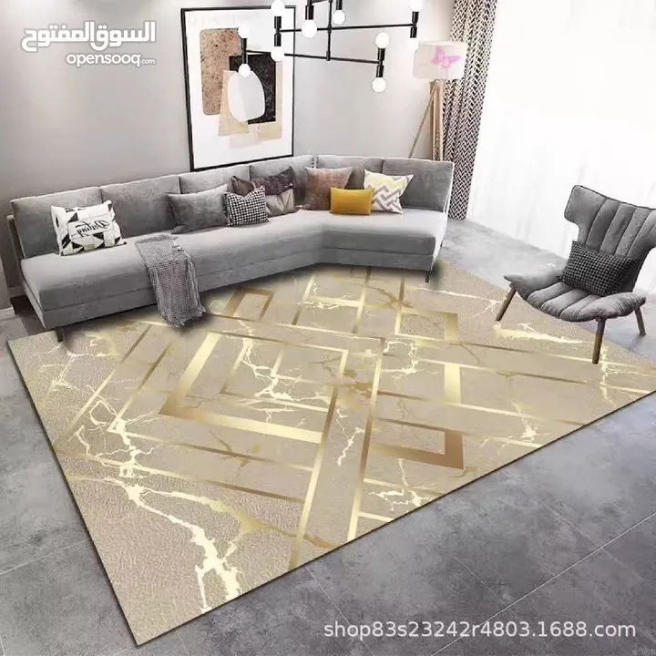 سجاد 3D مودرن مانع للانزلاق حجم كبير