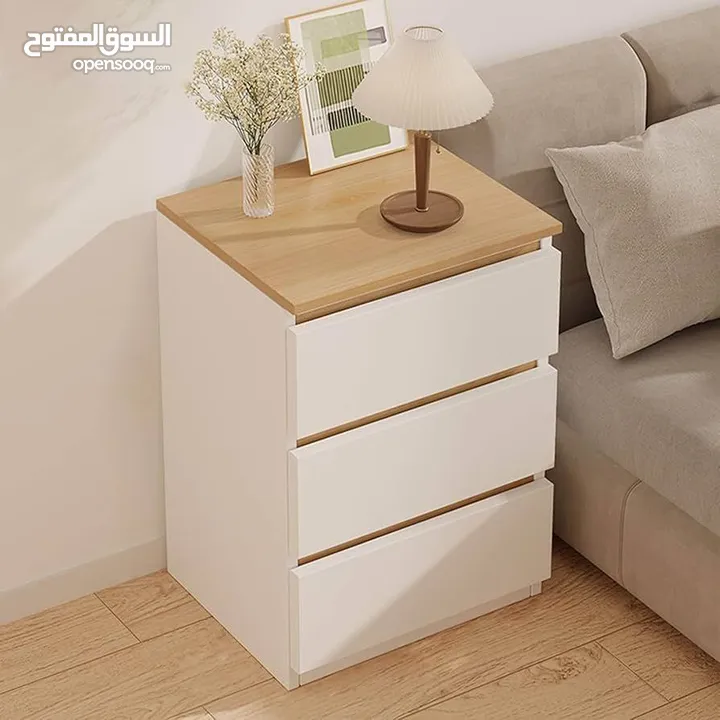 خزانة بيضاء جانبية  أنيقة بلمسة خشبية عصرية  الأناقة والبساطة في تصميم واحد!