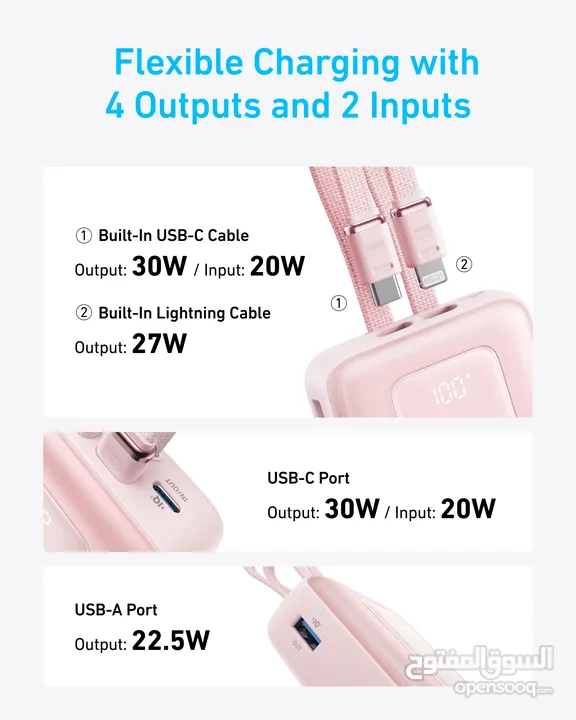 Anker Power Bank (10K,30W, Built-In USBC+Lightning Cable) -NEW -MEAGByte