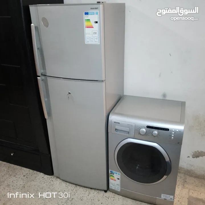 ثلاجه وغساله استعمال بسيط انفيرتر 270 دينار