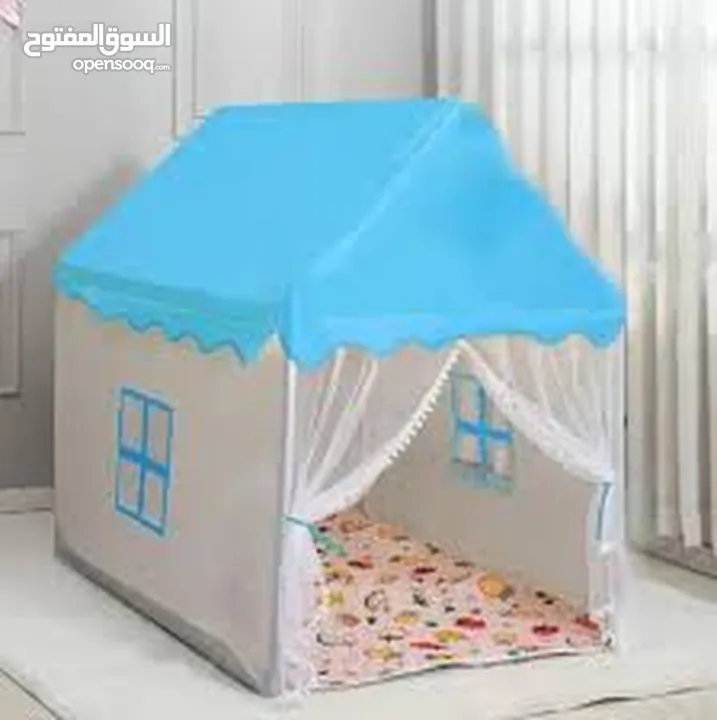 خيمه بيتيه  تتسع 5 اطفال طول 130سم  خيمة  خيم زهري ازرق  اصفر