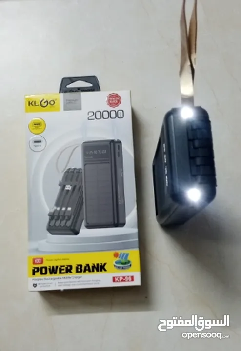 شاحن بور بانك شمسي و كهرباء بطاريه 20000 مللي امبير شحن تلفون خلوي طاقه شمسيه اضائه power Bank