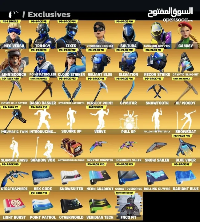 حساب فورتنايت عرق 250 سكن