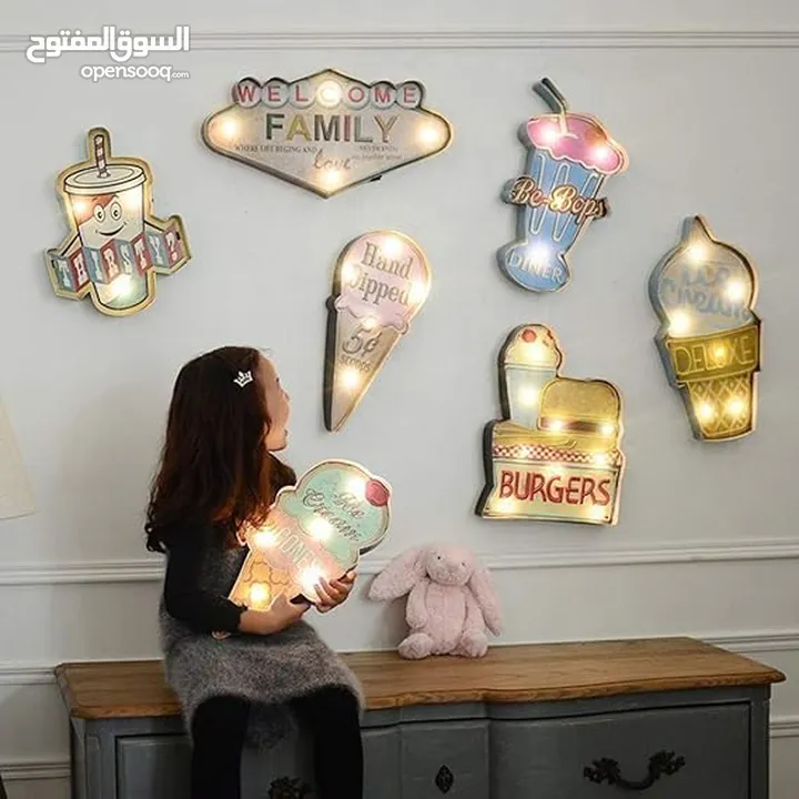 Metal LED Sign Decorative Bar LED Metal Wall Light Sign (Ice Cream)