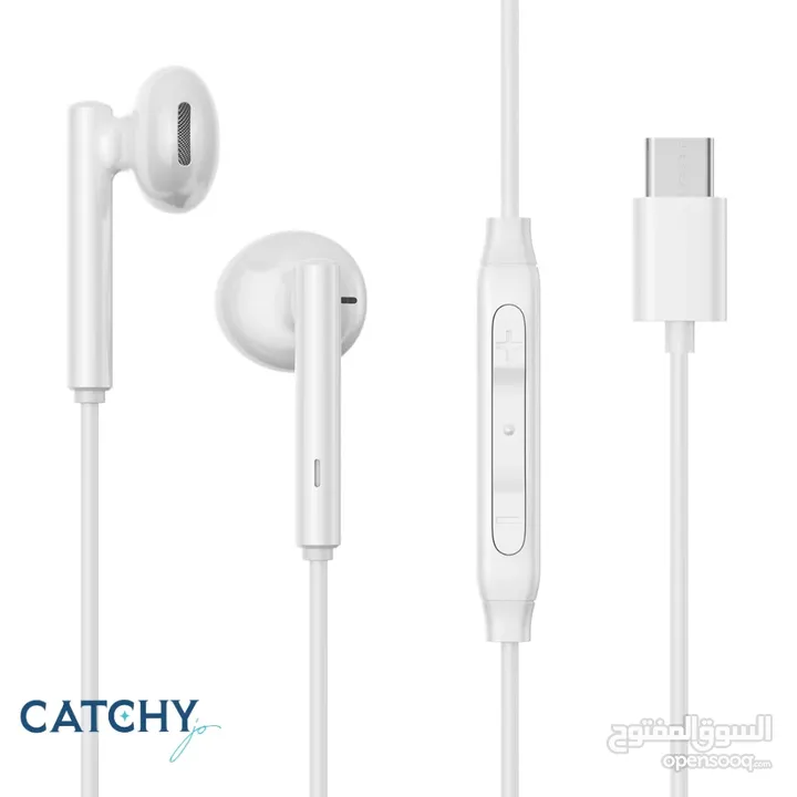 سماعات أذن سلكية من سلسلة JR-EC05 TYPE-C - أبيض