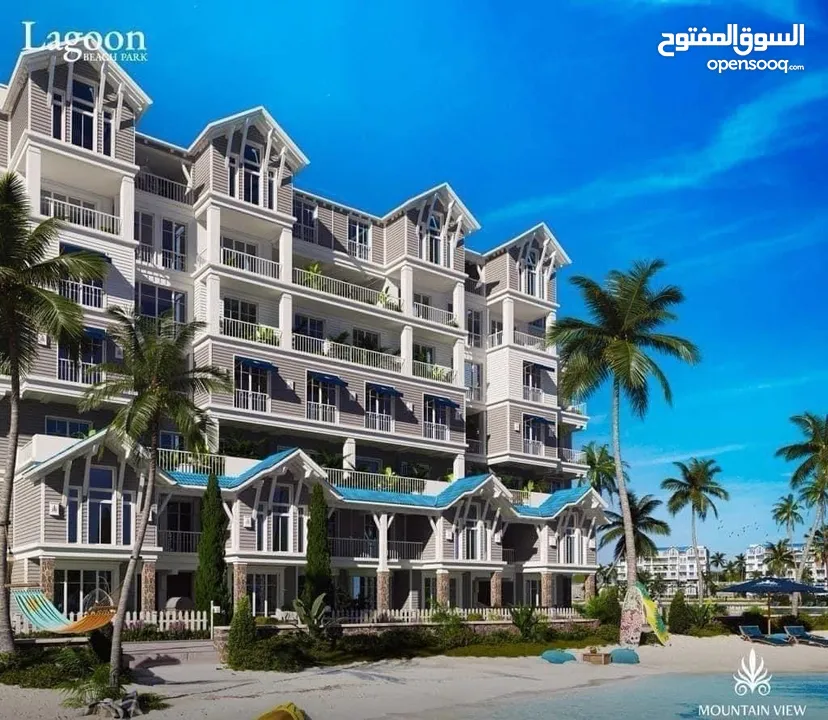 شقه كورنر للبيع 190 متر في ماونتن فيو اليفا علي اللاجون بجوار مدينتي Beach Apartment Mountain View