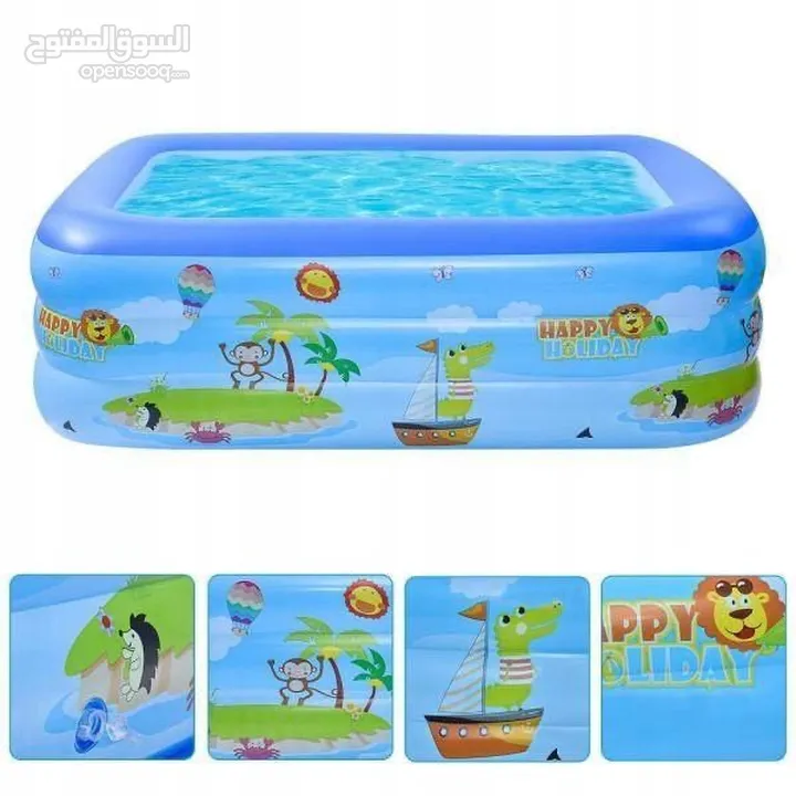 برك family funpool القابلة للنفخ بأحجام واشكال متعددة بتنفخها ب 5 دقايق خامات قوية وآمنة مع هدية