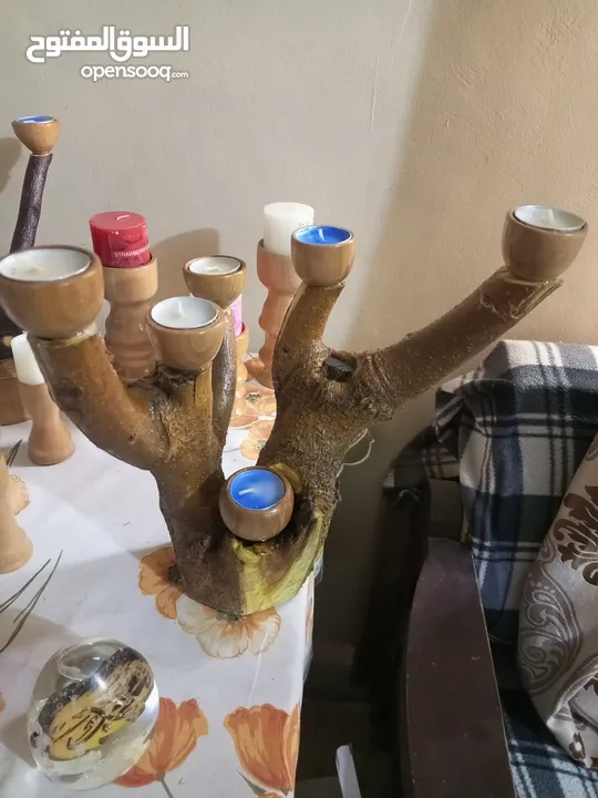 شمعدان جذع شجرة طبيعي