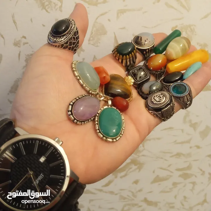 خواتم فضه ستاتي مطعمه بالاحجار