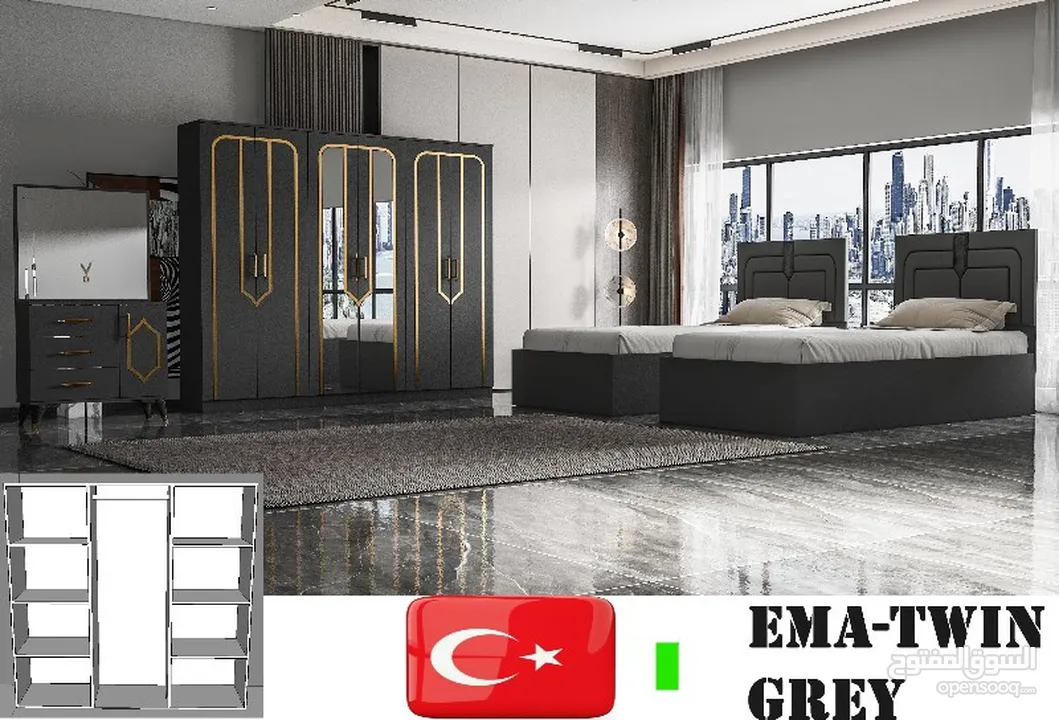 TURKEY TWINS BEDROOM SET WITH MATTRESS