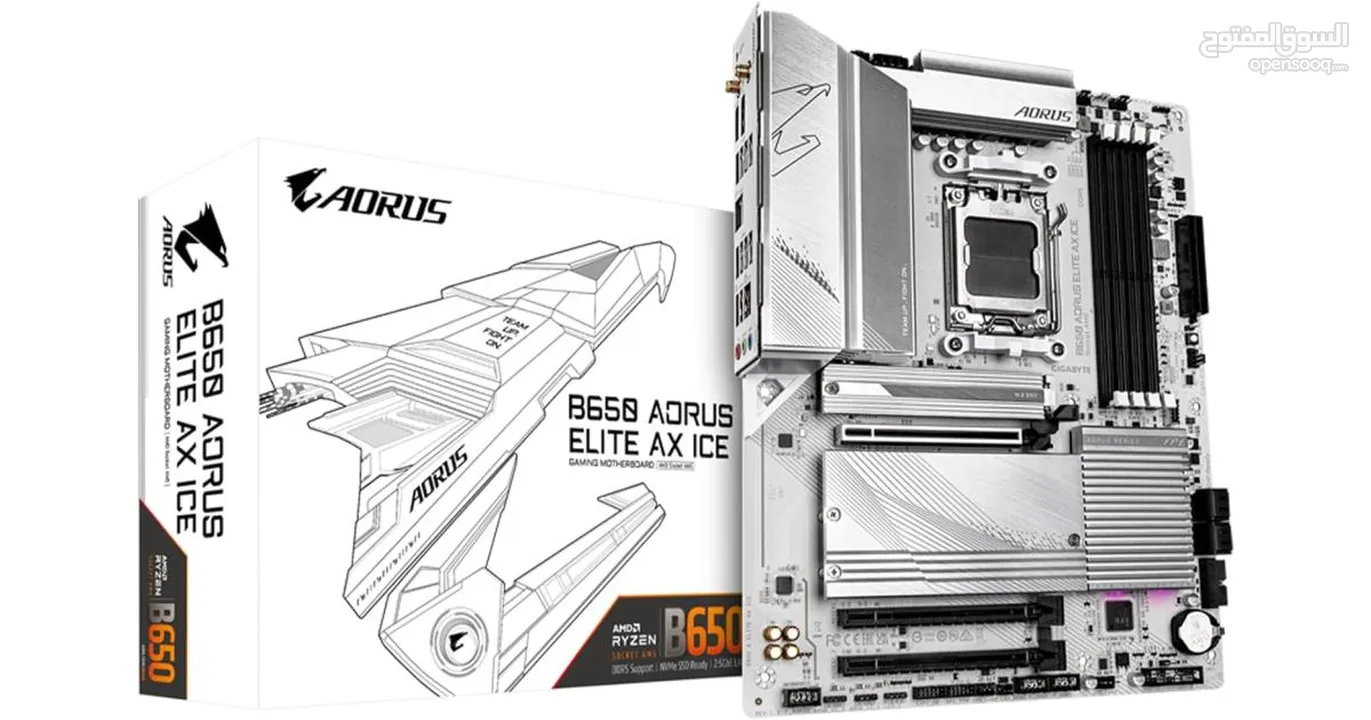 Gigabyte B650 AORUS ELITE AX ICE Full ATX AMD CPU ضايل لكفالتها 5 أشهر