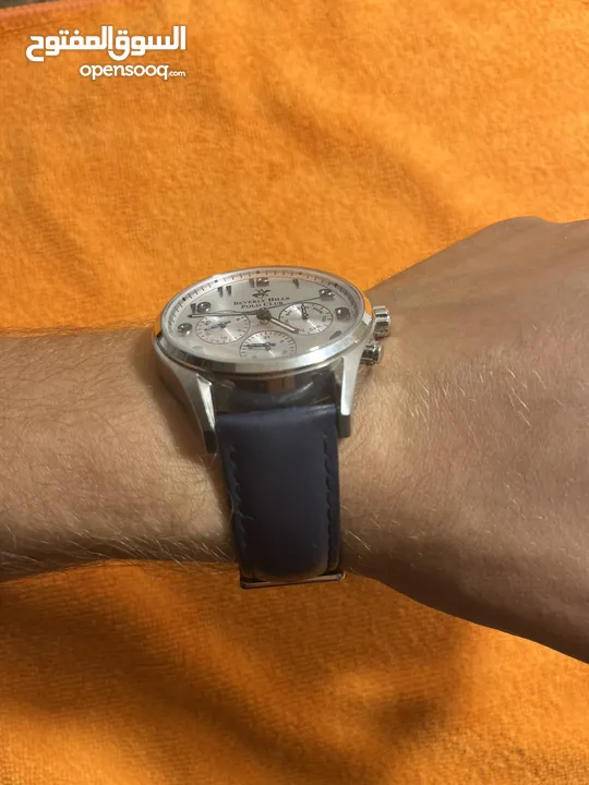 ساعة بولو رجالية B.H. Polo Club Matteo Multifunction Dark Blue Leather White Dial For Men