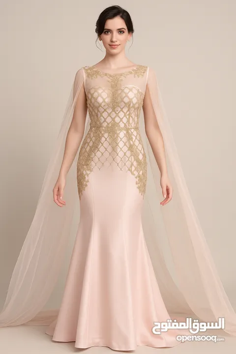 Party Gown Blush Pink Mermaid Dress  Evening Dress فستان وردي بقصّة حورية البحر فستان مناسبات