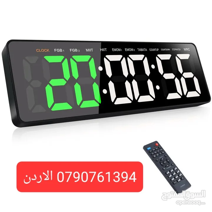 تايمر جيم مؤقت رياضي ساعات ديجتال صالات رياضية للياقة البدنية بشاشة كبيرة مع جهاز تحكم عن بعد لتماري