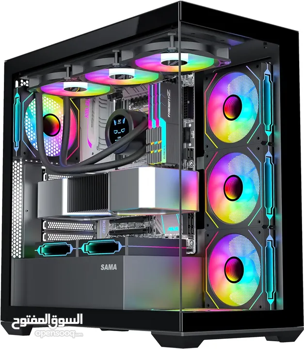 SAMA SV-01 Mid-Tower PC Gaming Case كيس مع واجهتين من الزجاج الحراري