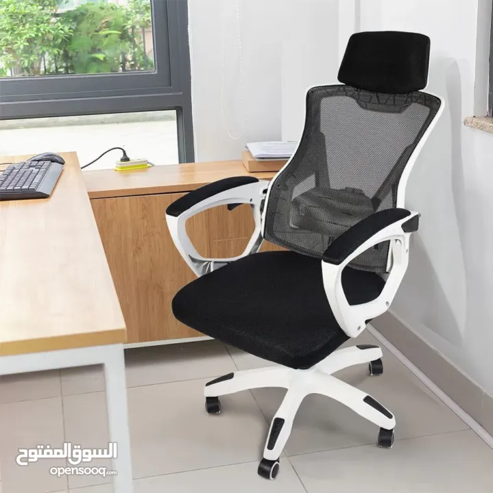 كرسي مهام دوّار للمكتب المنزلي بظهر مرتفع ومسند رأس ودعم قطني قابل للتعديل الراحة اللي بتدوم