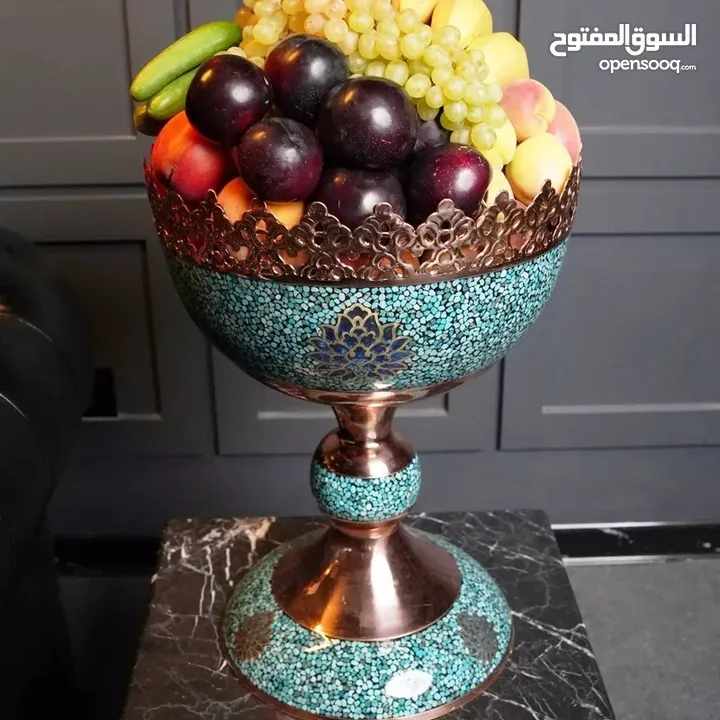 كوب فاكهة تركواز إيراني صناعة يدوية / Iranian handmade turquoise fruit cup