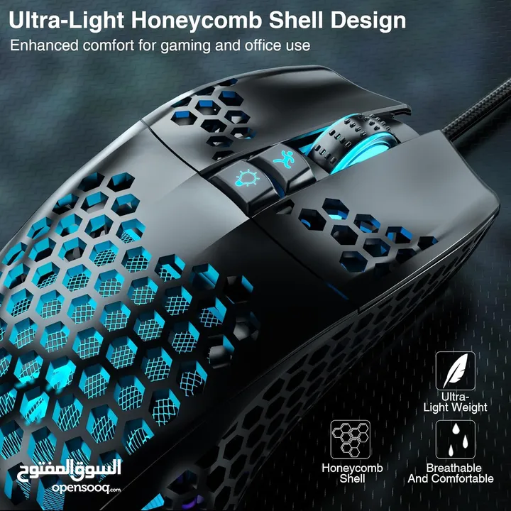 SOLAKAKA SM900 Wired Gaming Mouse with Honeycomb Shell USB ماوس سلكي للالعاب بألوان مختلفة