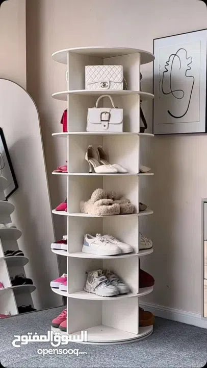 خزانة الأحذية الدوارة متعدد الطبقات – 7 طبقات   حل ذكي وأنيق لتنظيم بيتك بأسلوب عصري