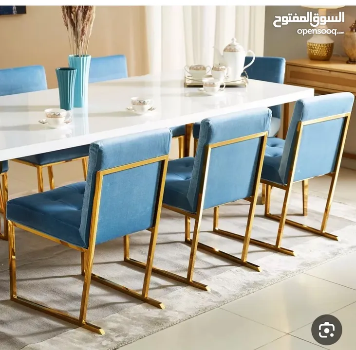 طقم طاولة طعام جديدة 8 اشخاص لاسرع متصل