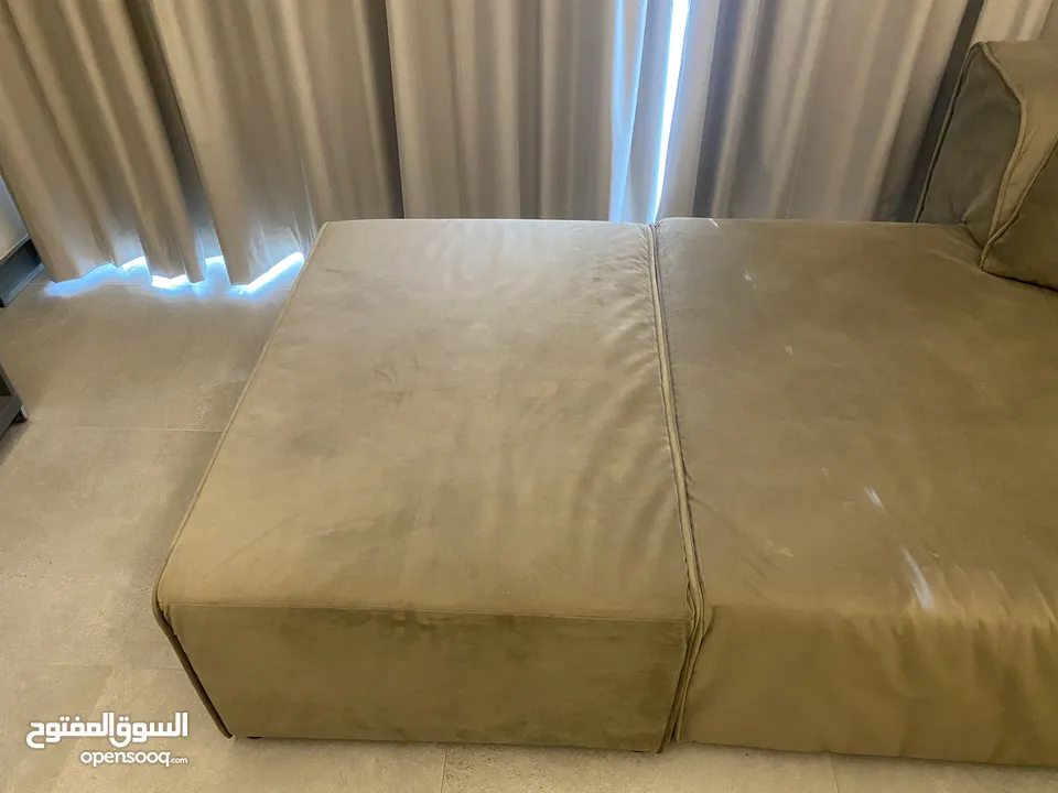 L shaped velvet sofa