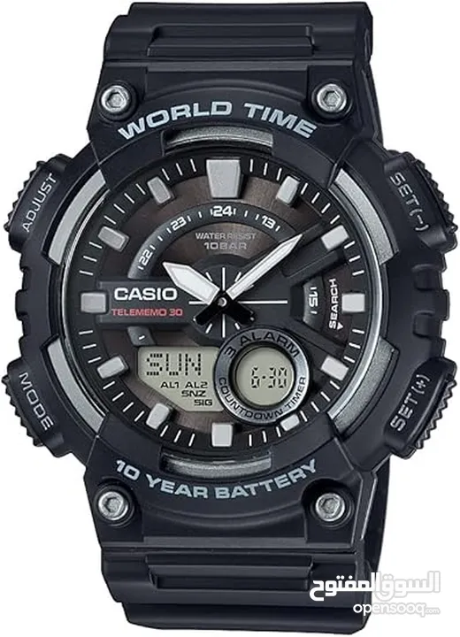ساعة كاسيو اصليه جديده عقارب ودجتال Casio Men's AEQ110W-1AV Heavy Duty Analog-Digital