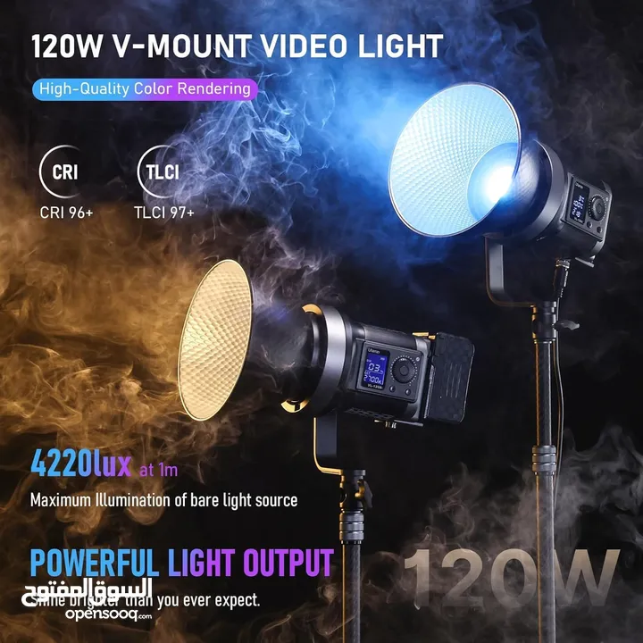 Ulanzi 120W Bi-color / RGB V-Mount Video Light   اضاءة تصوير عالية الجودة