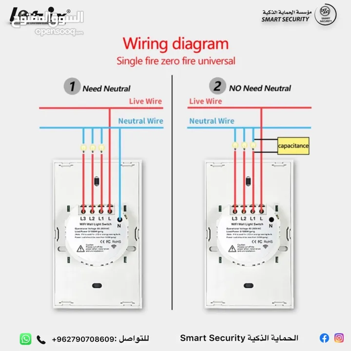 ‎مفتاح سمارت  تحكم تام من خلال الموبيل  مفتاح ذكي، مفتاح شاشة لمس مقاوم للماء ومقاوم للصدمات،