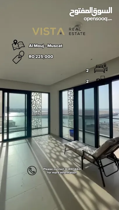 2 BR Modern Corner Apartment in Al Mouj for Sale