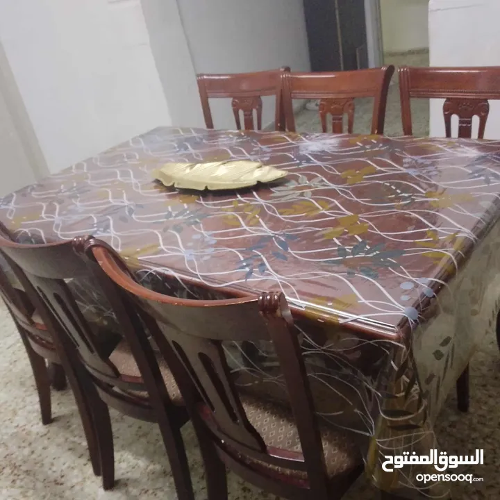 طاوله سفره خشب زان مع 6 مقاعد