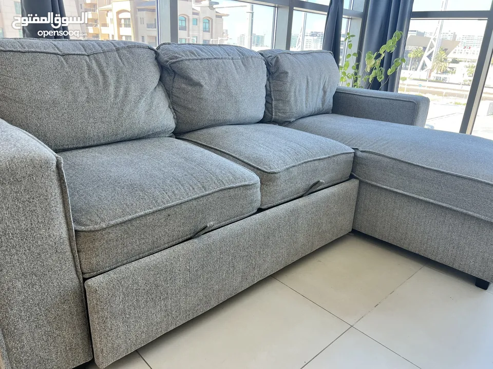 3 seaters L shape sofa bed with storage